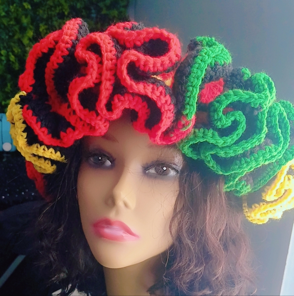 Colorful Crochet Rasta Ruffle Headband